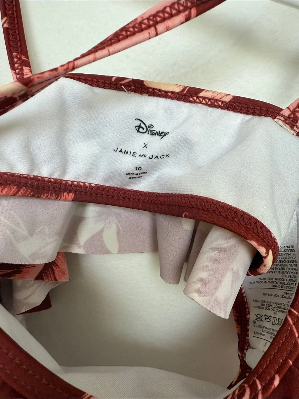 Janie and Jack Maroon Disney’s Moana Ruffle Girls' Bikini Set